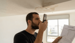 גבר עובר על פרוטוקול מסירת דירה